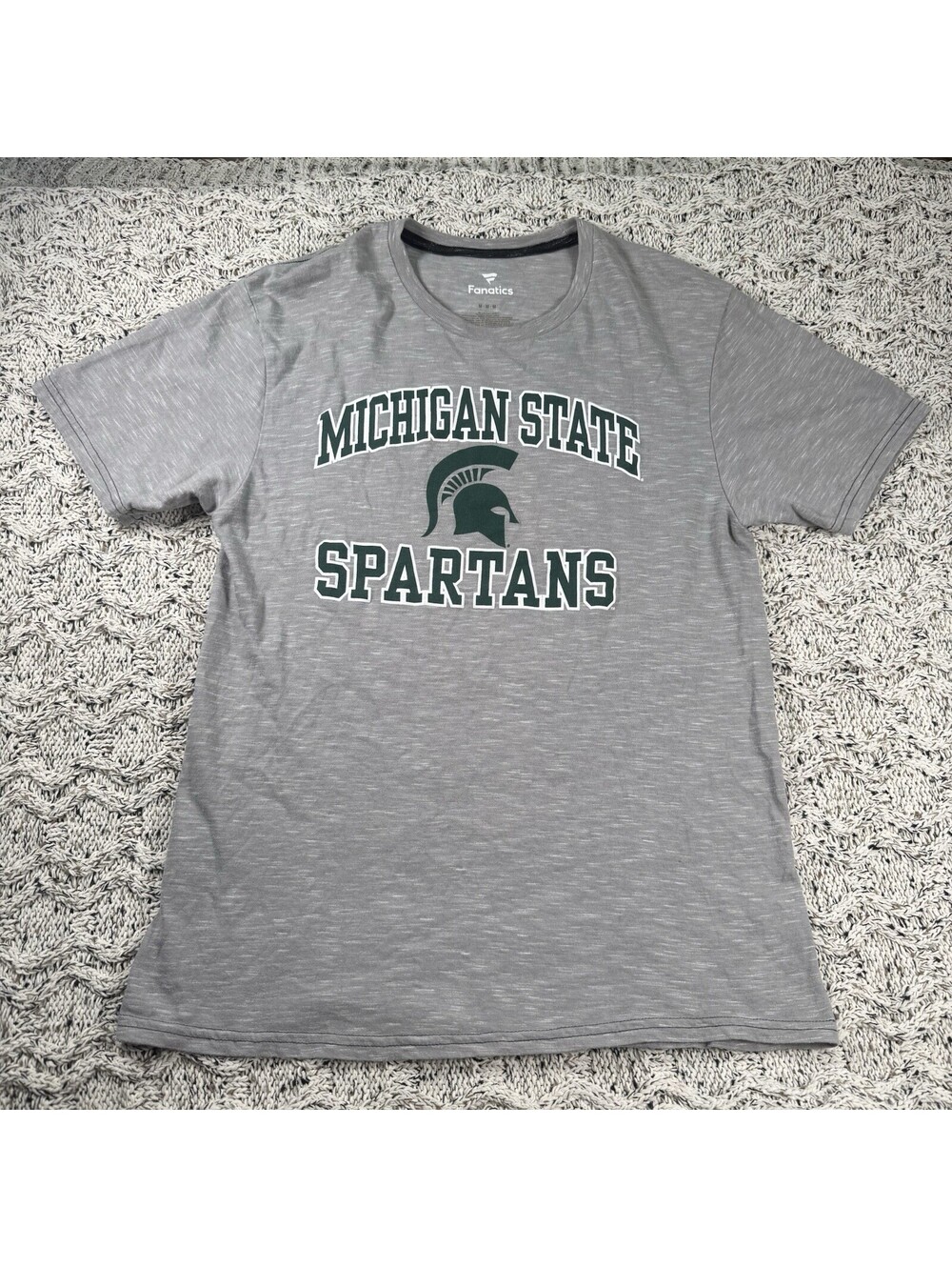 Michigan State Spartans Fanatics T-Shirt Mens Size Medium Short Sleeve Gray